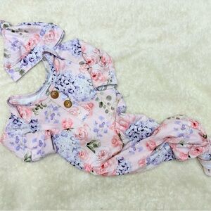 Caden Lane Floral Sleep Gown and Cap